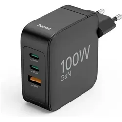 Hama Schnellladegerät (100 W, 3 Ports), USB Ladegerät, Schwarz