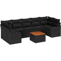 vidaXL Garten-Sofa-Set 8 pcs Schwarz