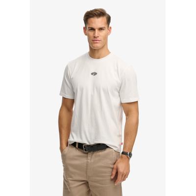 Rundhalsshirt SUPERDRY "MICRO LOGO TSHIRT", Herren, Gr. M, weiß (optic), Single Jersey, Obermaterial: 100% Baumwolle, unifarben, loose fit normal, Rundhals, Shirts Rundhalsshirt, mit Micro-Marken-Logo