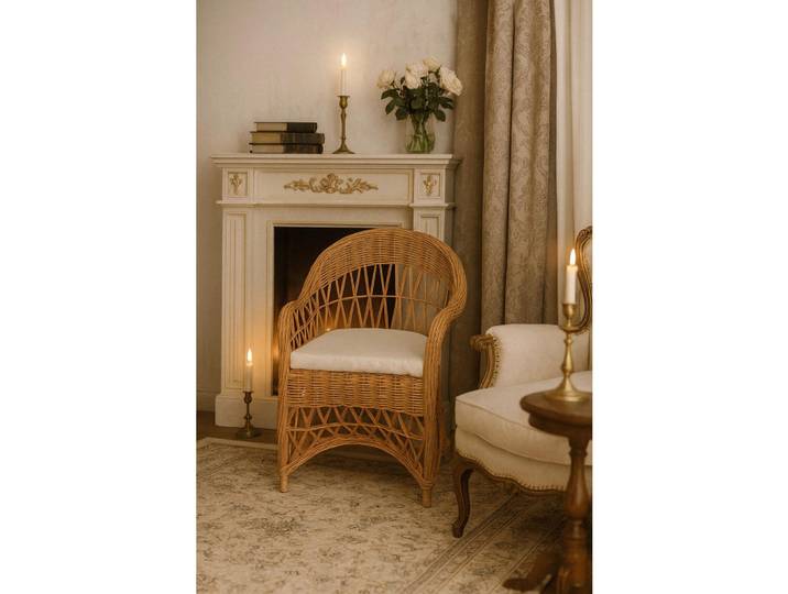 Mid.you Sessel, Honig, Holz, Rattan, massiv, Uni, 65x85x65 cm, inklusive Armlehnen, Wohnzimmer, Sessel, Sonstige Sessel