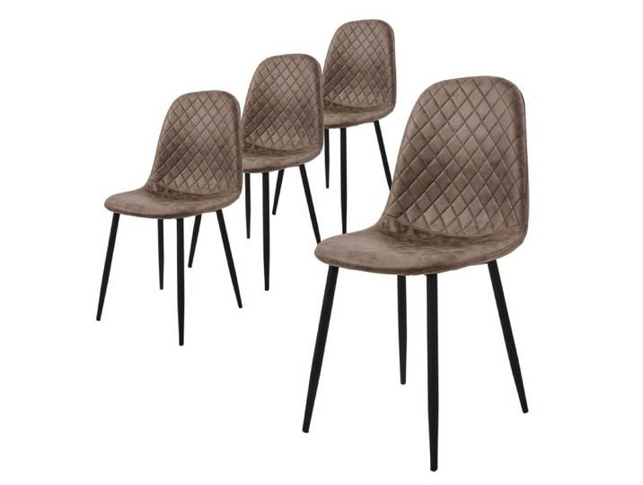ML-Design Chaise de salle à manger set de 4 marron chaise de cuisine en similicuir avec pieds en métal