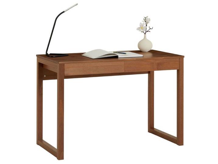 Bureau en bois avec 2 tiroirs NOAH design scandinave en pin massif coloris châtaignier