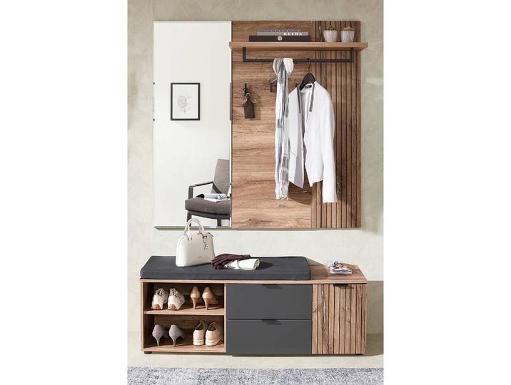 Kompaktgarderobe 134 x 204 x 38cm Braun