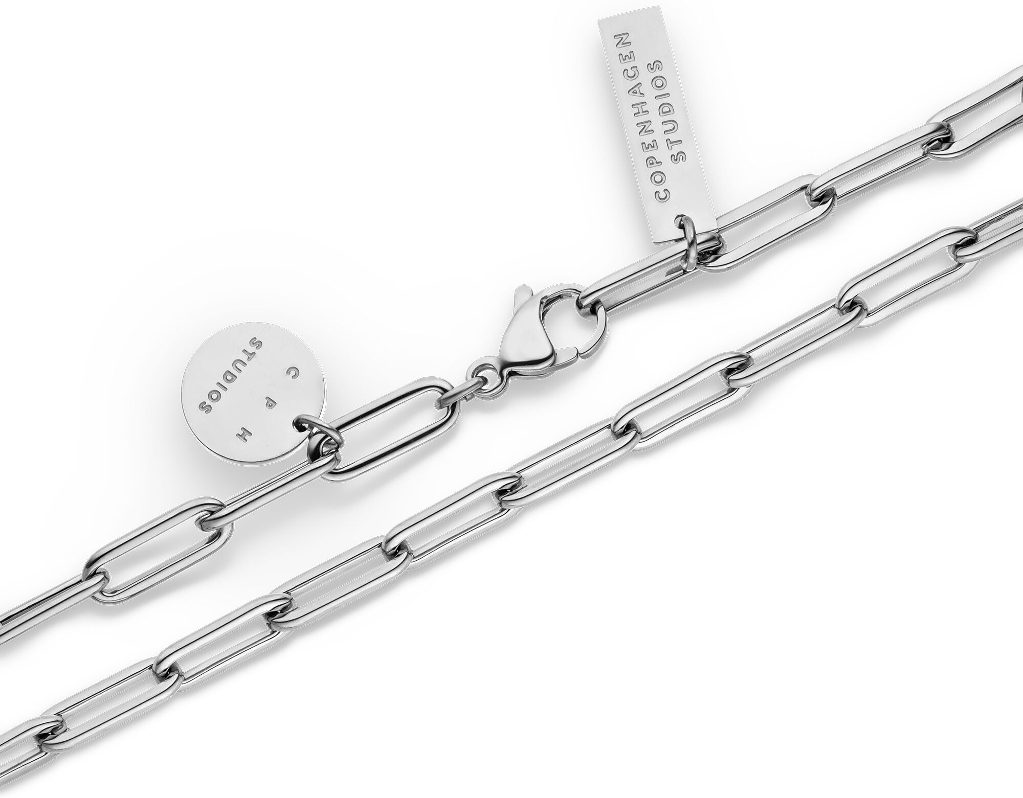 Armband COPENHAGEN STUDIOS "Schmuck Geschenk Edelstahl Basic Tags", silber (edelstahlfarben), Armbänder, Damen, 21cm, Edelstahl, Armband