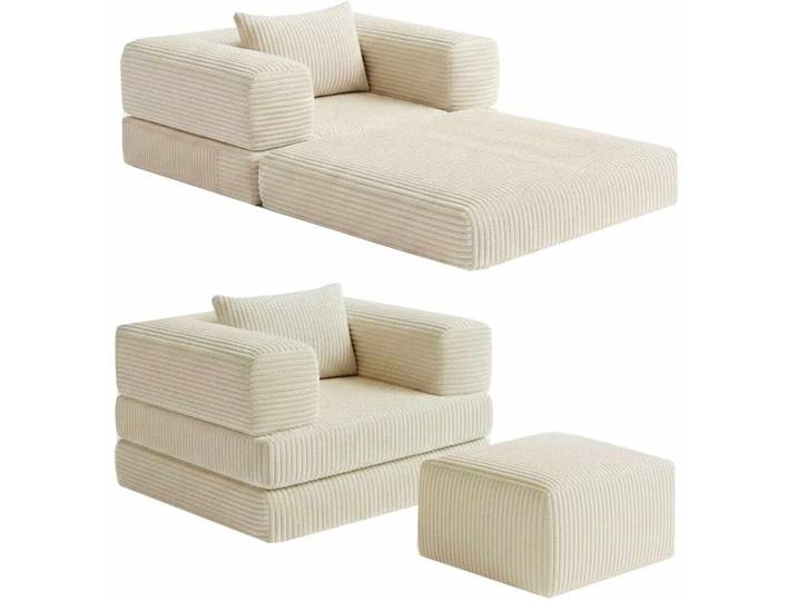 Bettsofa Puflu Creme Leinenstoff B 90 T 70 cm - Bettsofa