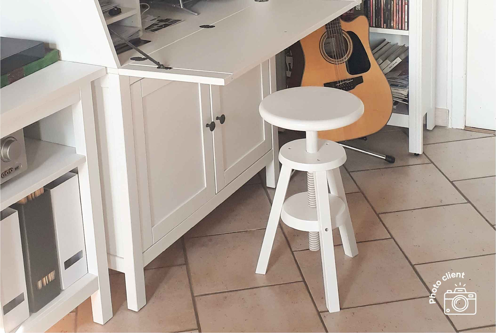 ABC MEUBLES Tabouret réglable à vis en bois - Gris