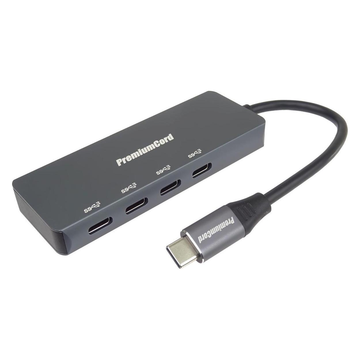 PremiumCord 5G SuperSpeed Hub USB-C auf 4x USB 3.2 C Aluminium (USB-C, 4 Ports) (ku31hub10)