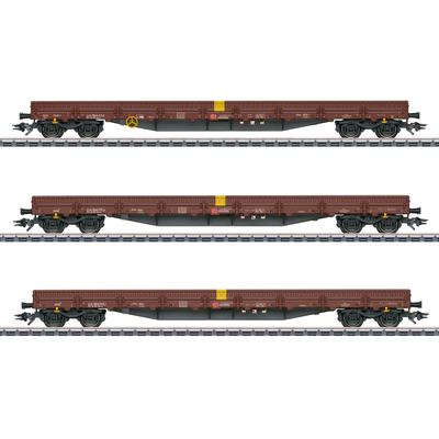 Güterwagen MÄRKLIN "Niederbordwagen-Set DB AG - 47162", braun, Modelleisenbahn-Fahrzeuge, Kinder, Kunststoff, Metall