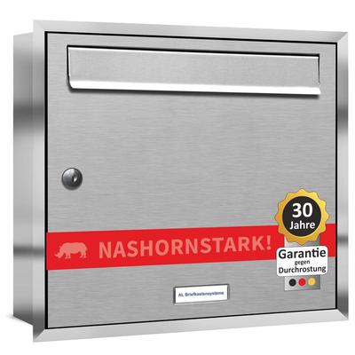 AL Briefkastensysteme 1 Fach Premium Edelstahl Unterputz Briefkasten Anlage für Post A4, modern, robust, wetterfest, Artikelnummer: 331T1U1