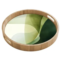 TABLETT Wellen - Abstrakt - Hellgrün - Ornamental Servierplatte 40x40 cm
