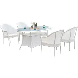 Merxx Bamberg Set 5tlg., 4 Stapelsessel, 1 Tisch 150 x 100 cm, Aluminium