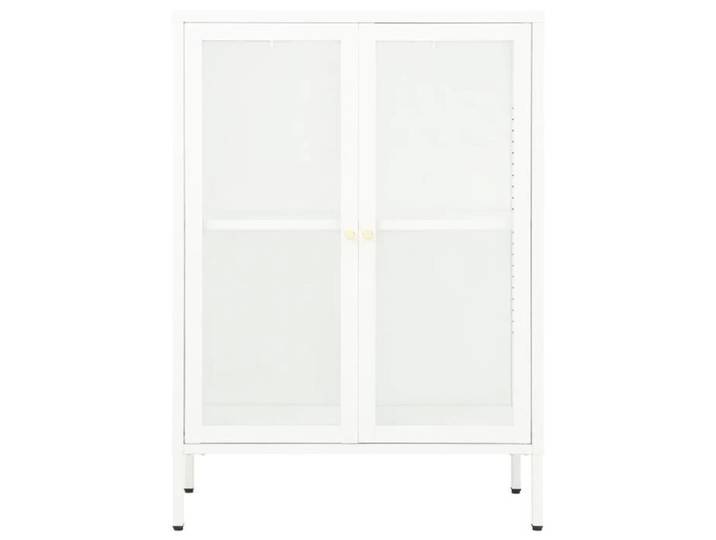 JIM - MEUBLE ENFILADE - Buffet Blanc 75x35x105 cm Acier et verre(1621)