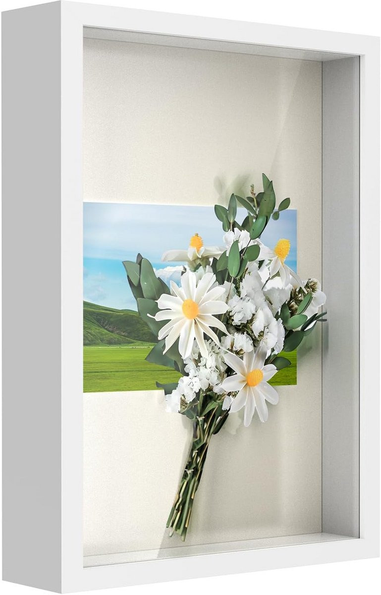 Diepe 3D Fotolijst Wit 21x29.7 cm voor Bloemen en Souvenirs