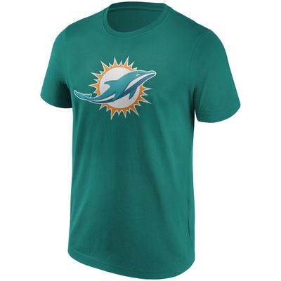 T-Shirt FANATICS "Fanatics T-Shirt Miami Dolphins Primary Logo Graphic", Damen, Gr. M, blau, 100% Baumwolle, Shirts T-Shirt