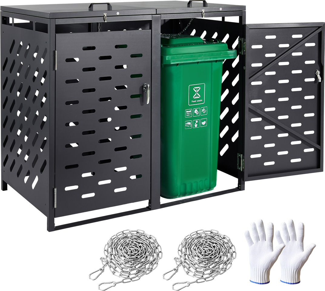 VEVOR Mülleimer, 2x 240 L Müllhaus, Müllcontainer, Mülleimerverkleidung, abschließbar, geeignet für Mülleimer, Garten, Hinterhof und Terrasse