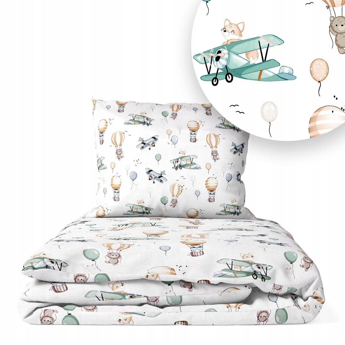 Ankras Kinderbeddengoed 2-delig met Vrolijke Print, Dekbedovertrek 120 x 160 cm en Kussensloop 50 x 70 cm