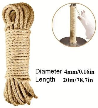 Quick Pick Pro Natural Cat Scratcher Rope For Cat Tree Rope Repair Durable Natural Sisal Rope 20m