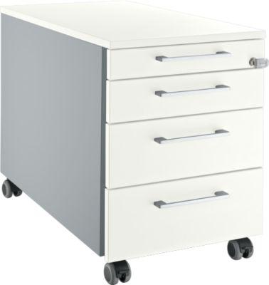 Schäfer Shop Select Rollcontainer 1233, mit Griff eckig, weißalu/weiß