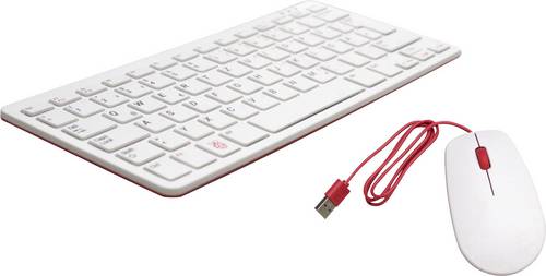 Raspberry Pi Desktop Kit USB Tastatur, Maus-Set Deutsch, QWERTZ Weiß, Rot
