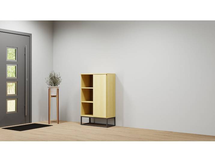 Schmales Highboard aus Birke Birke Natur geölt