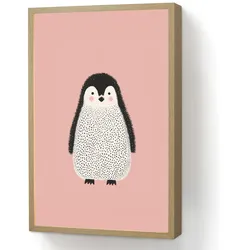 WANDLEUCHTE MIT AKKU Pinguin - Punkte - Minimalistisch - Rosa Beleuchtung 40x60 cm Wandlampe