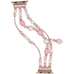 Neue Armbanduhr GlacierX Triple Strand Beaded Charm Bracelet Rose Pearl für Apple Watch 38/40/41mm Rosa