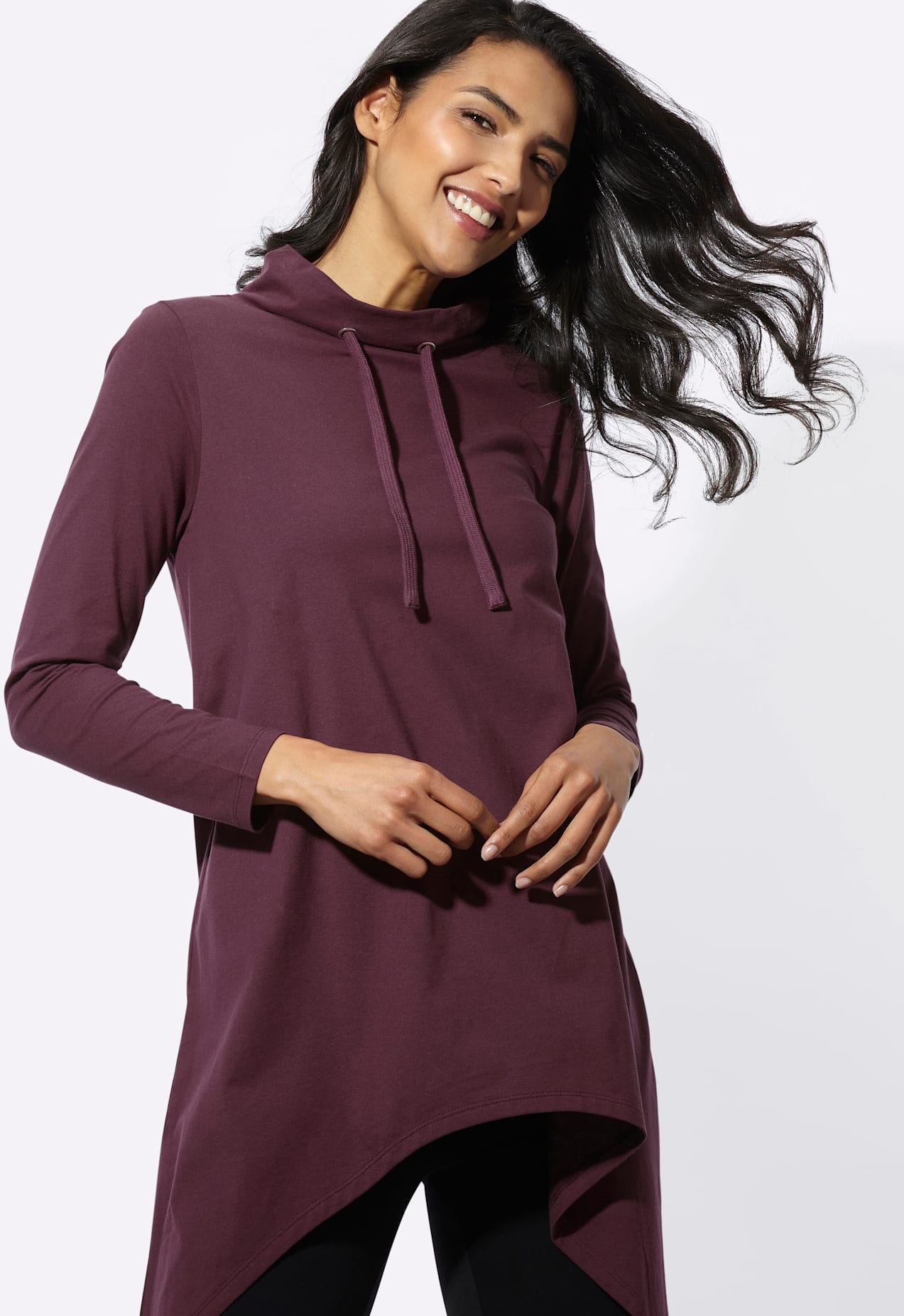 Longshirt "Longshirt", Damen, Gr. 40, lila (burgund), 100% Baumwolle, unifarben, Shirts Longshirt burgund 40