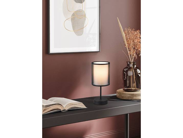 Lampe de table Ø 13cm Noir Tissu E14
