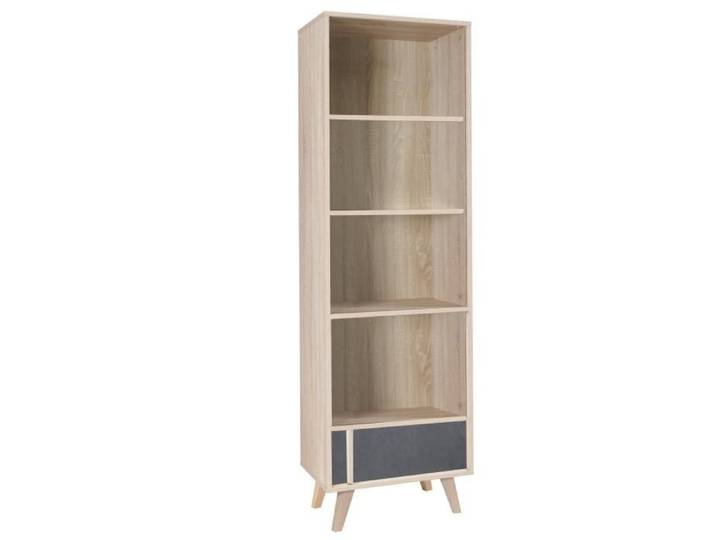 Bibliothèque MALMO - PRICE FACTORY - Gris - Style Scandinave - 4 étagères