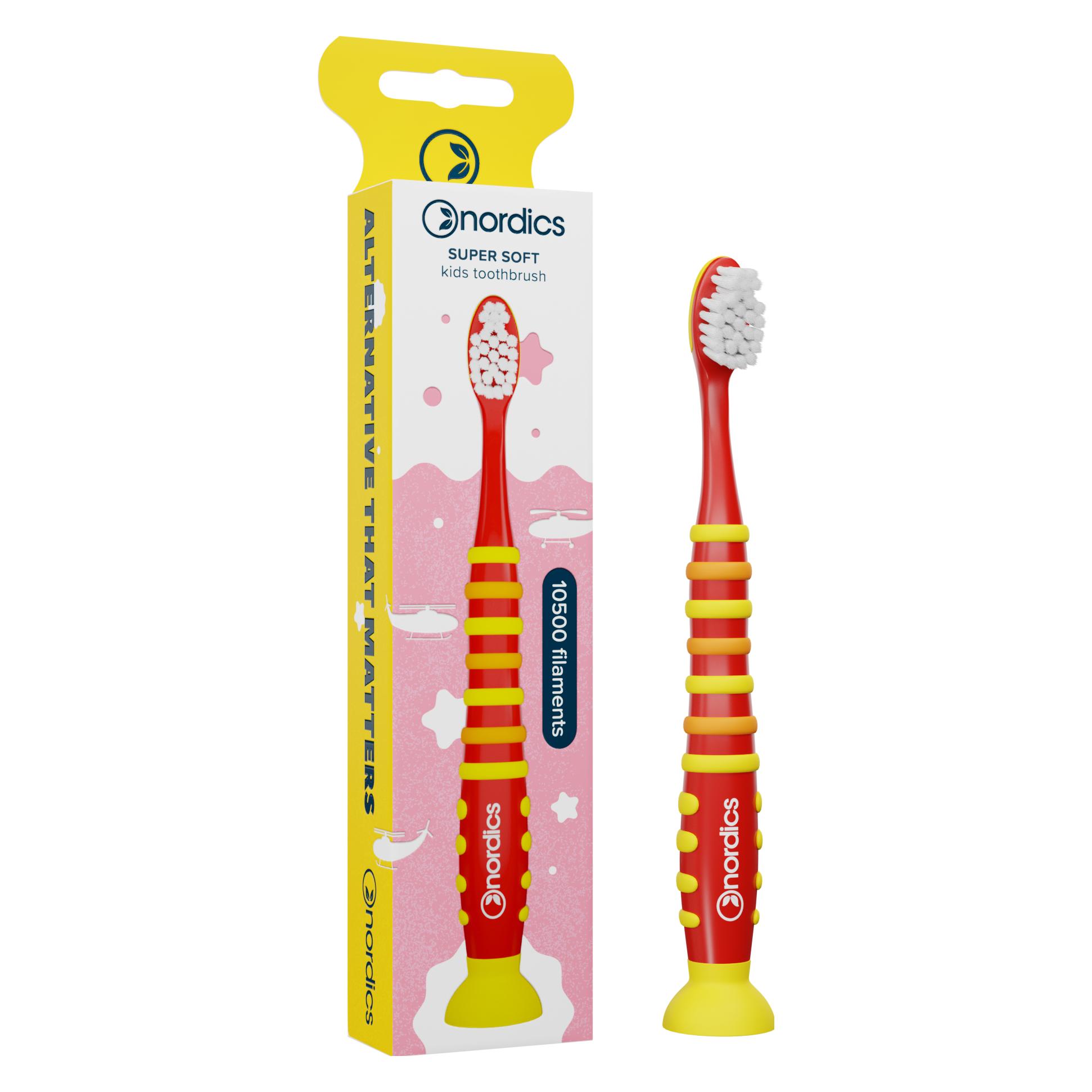 Nordics Kinderzahnbürste 10500 Super Soft Rot - Gelbe Rocket (1x) (47583942)