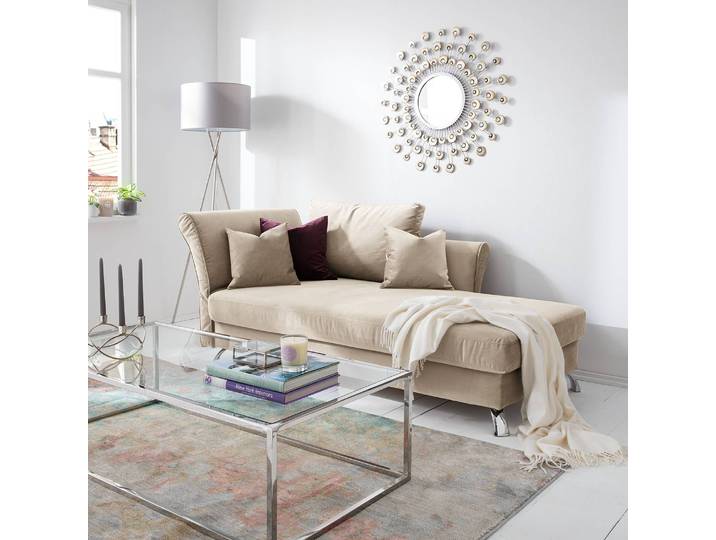 Recamiere Habay Beige/Hellbeige Webstoff 178 x 84 x 105cm Armlehne davorstehend links Glamour