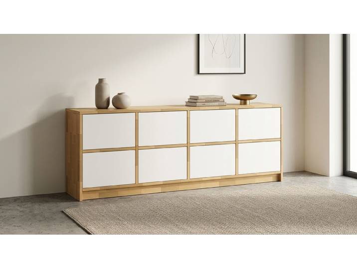 Langes Sideboard - Kommode mit vielen Optionen Buche Natur geölt