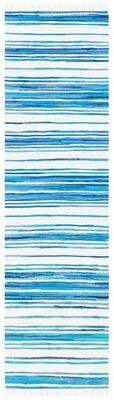 SAFAVIEH Handmade Rag Rug with Fringe Valborg Casual Stripe Cotton Rug with Fringe
