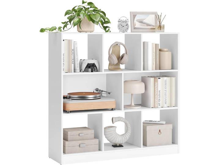 Bücherregal 8 Fächer Horizontal Wohnzimmer Weiss