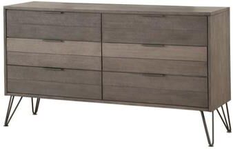 Benzara Benjara Contemporary Style Solid Wood Dresser with Metal Hairpin Legs, Grey