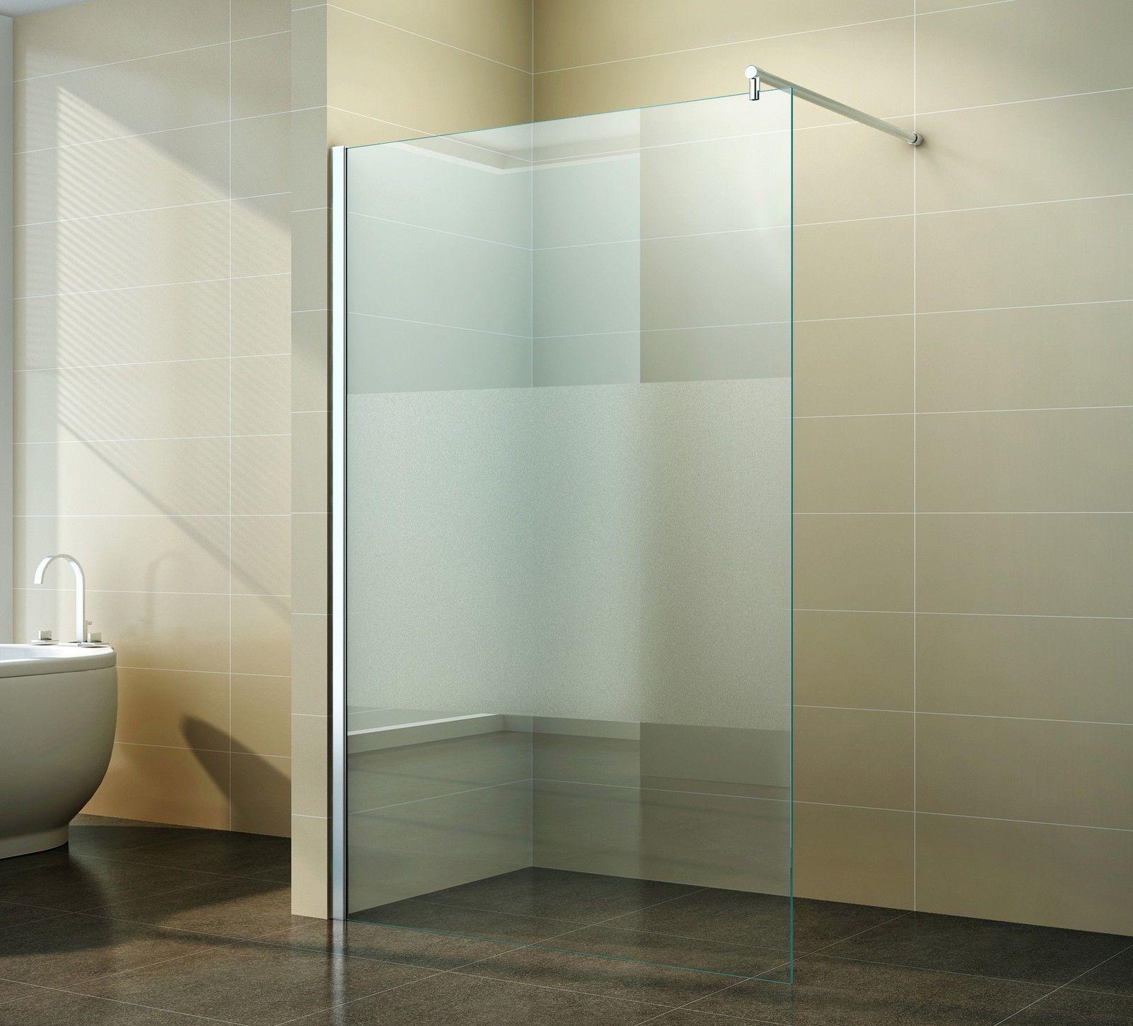 Walk-in Duschabtrennung Duschwand Seitenwand 60 cm Teilsatiniert 10 mm NANO Glas Neptun