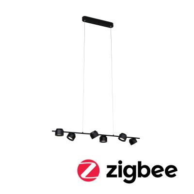 PAULMANN LED Pendelleuchte "Puric Pane Smart Home Zigbee 6x6W Schwarz/Grau 230V Kunststoff/Metall", schwarz, 6, H: 150cm, 1 Stk., Leuchten, LED Pendelleuchte