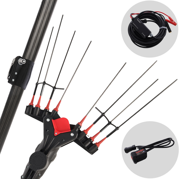 Castellari Vertigo Carbon XL 18V - Abbacchiatore a batteria tipo auto con cavo in dotazione - Asta telescopica 280/410 cm
