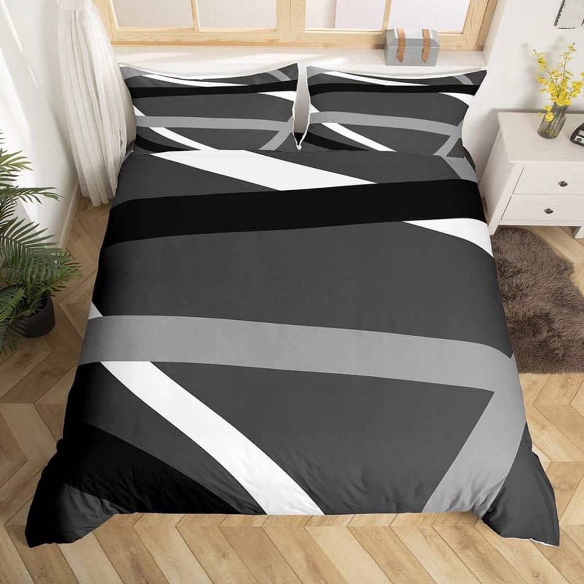 Omgoods Modern Abstract Geometric Dekbedovertrek Set - King Size