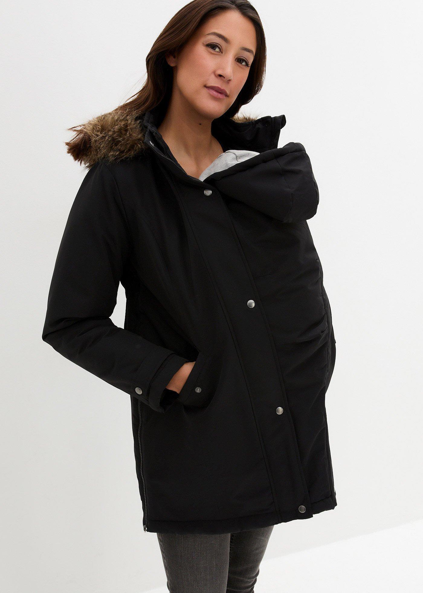 bonprix 3-in-1 Funktions-Umstandsjacke und Tragejacke, schwarz, Gr.36, Funktionale Umstandsjacke mit Tragefunktion und Tunnelzug