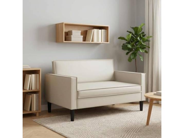 XXL-Sessel Weiß Kunstleder Kunstleder 75% PVC, Schaumstoffpolsterung, Armlehnen, Hybridgestell Holzwerkstoff Metall, rechteckiger Stil