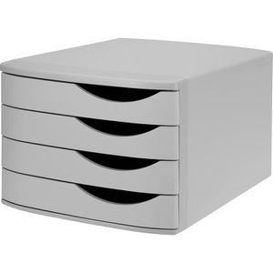 Jalema Schubladenbox 2686374307, Re-Solution, A4, 4 Fächer, Recycling-Kunststoff, grau