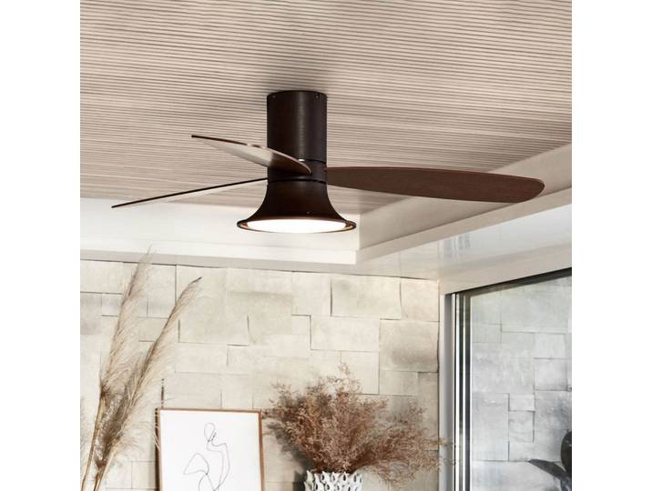 Ventilateur de plafond Flusso avec éclairage, couleur bronze, silencieux, Beacon Lighting - Salon / séjour - Moderne - Bois