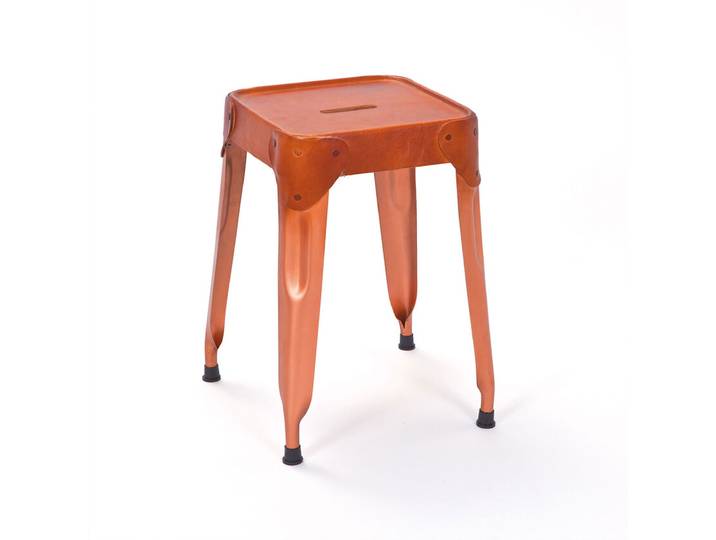 Hocker NICO 35 x 45 cm Ledersitz / kupferfarbig