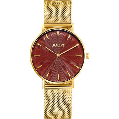Quarzuhr JOOP, gold (goldfarben, rot, rot), Armbanduhren, Damen, goldfarben, Quarzuhr, Armbanduhr, Damenuhr, analog, Edelstahlarmband