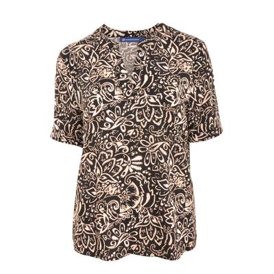 T-Shirt NAVIGAZIONE "NAVIGAZIONE Tunika", Damen, Gr. 40, beige (schwarz sand), Obermaterial: 97% Viskose CV. 3% Elasthan EL., regular fit, V-Ausschnitt, Shirts T-Shirt, Tunika