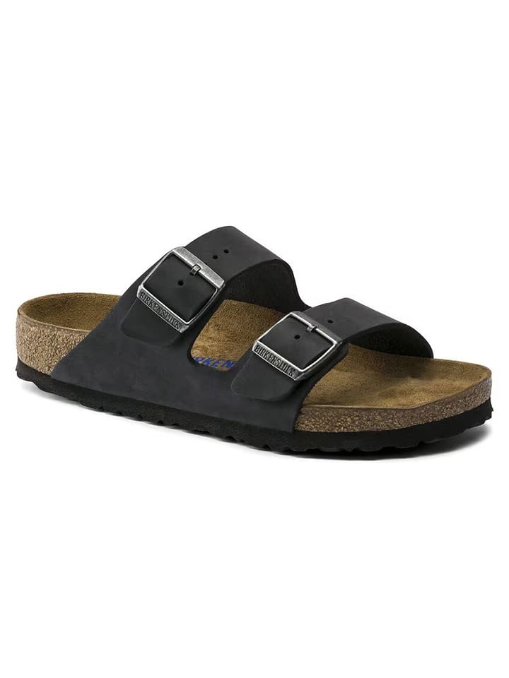 Birkenstock Leder-Pantoletten "Arizona" in Schwarz - Weite N - 38