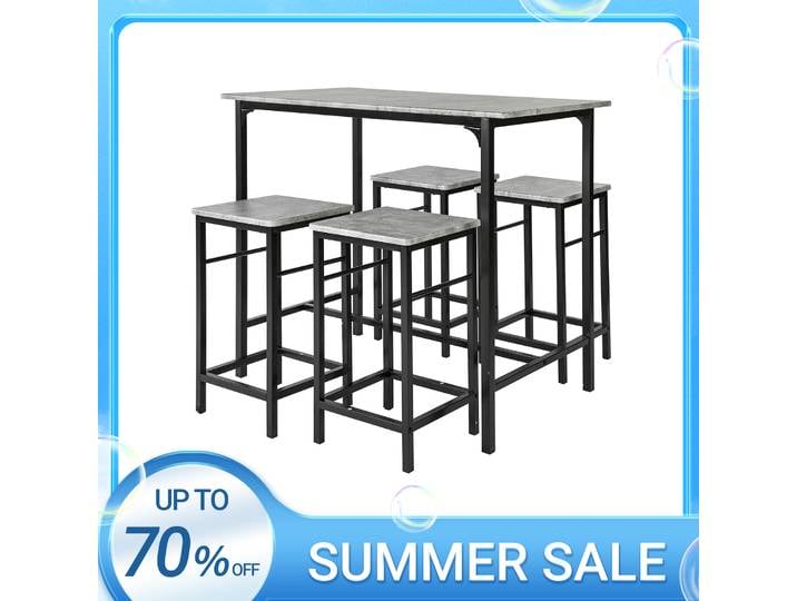 Ensemble de table de bar SoBuy OGT11, 5 pièces, table à manger, table de bistrot avec 4 chaises, groupe de sièges