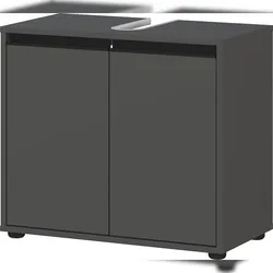 WB-Unterschrank 63x34x55cm | 2 Türen & Soft-Close | Siphonausschnitt | Graphit | Made in Germany | Badschrank Modern | Kadima Design Serie HAMBURG