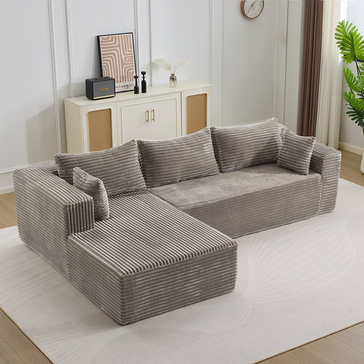Modulaire L-vormige hoekbank met slaapfunctie in Scandinavische stijl - Grijs